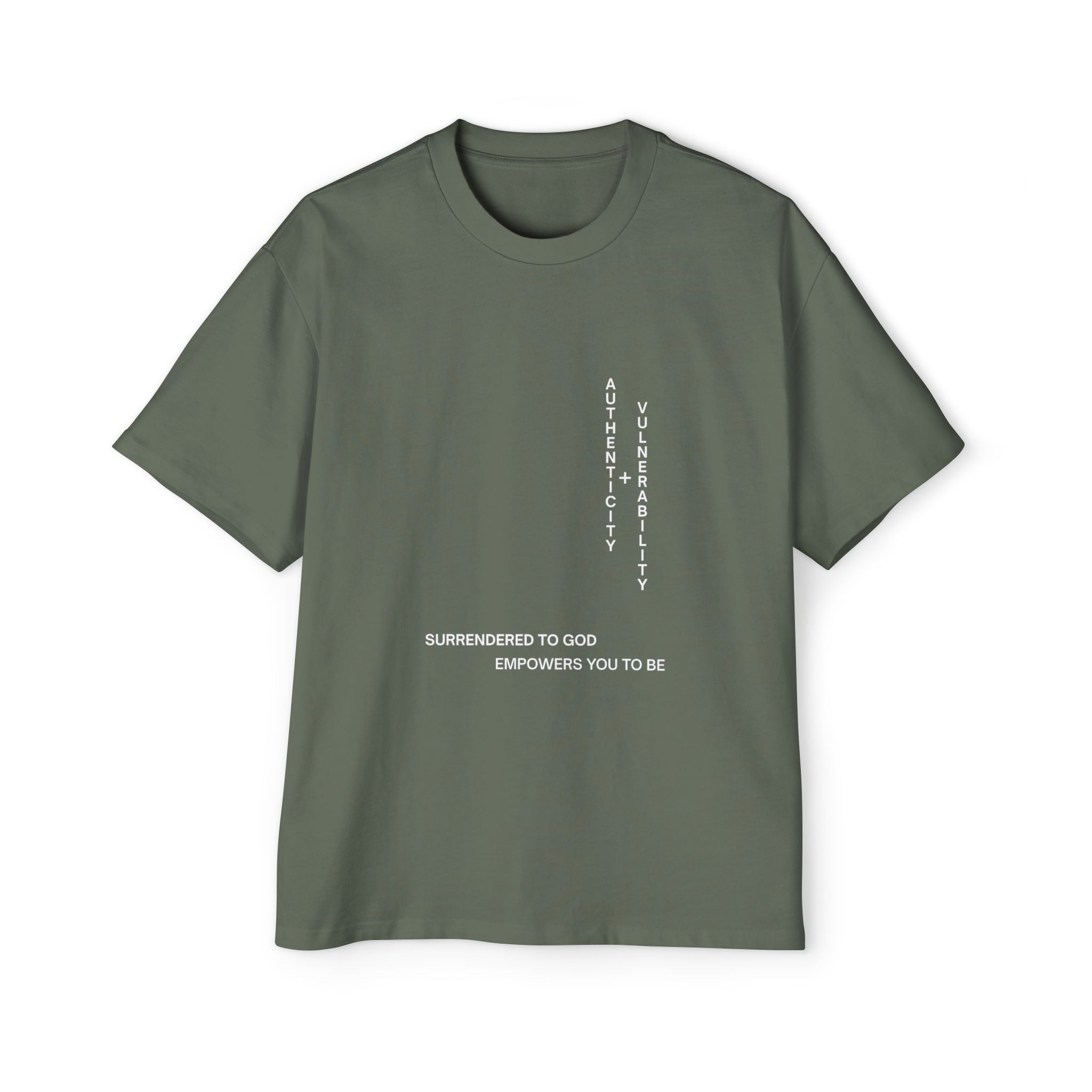 Oversized Tee — “Surrendered to God Empowers You to Be” Inspirational Shirt