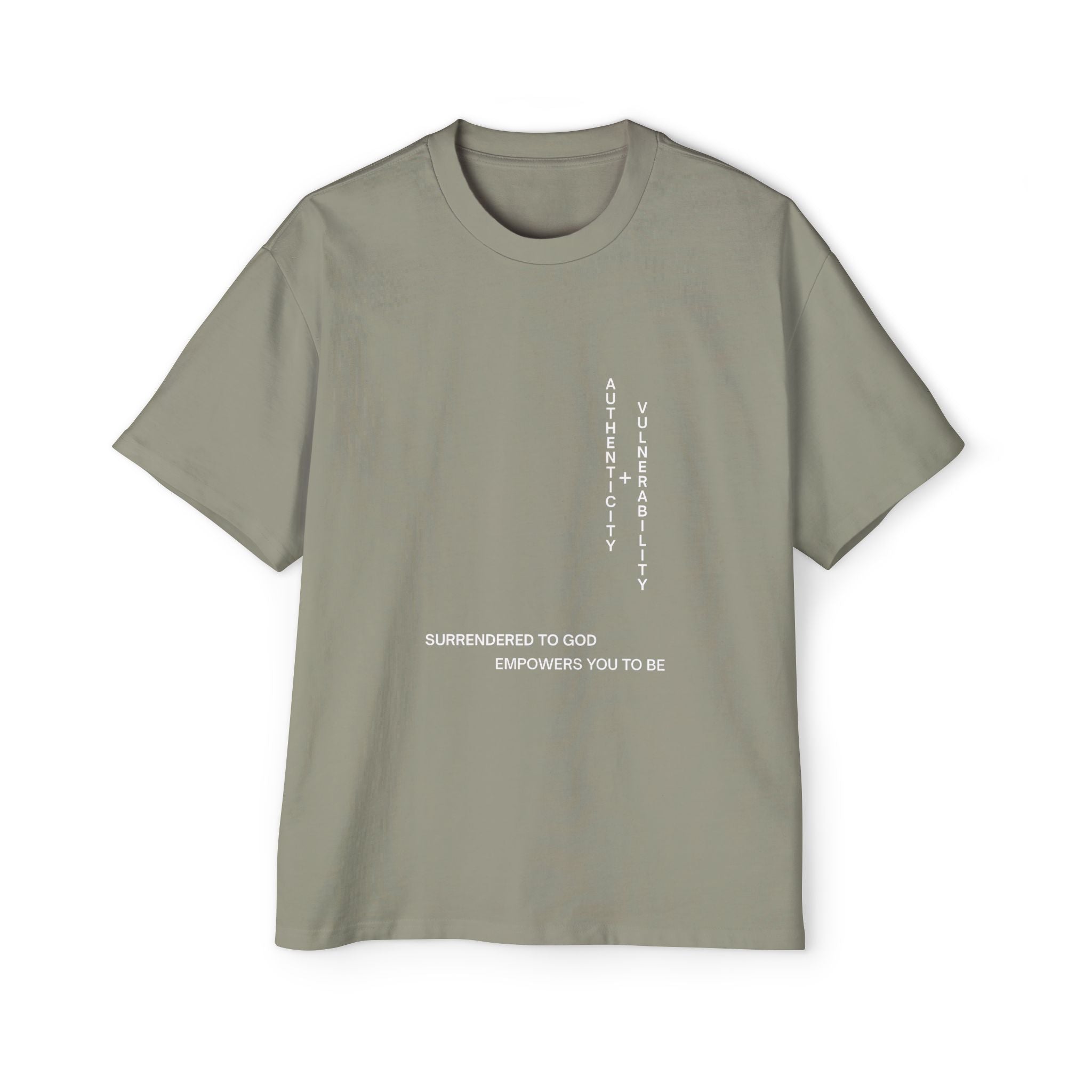 Oversized Tee — “Surrendered to God Empowers You to Be” Inspirational Shirt