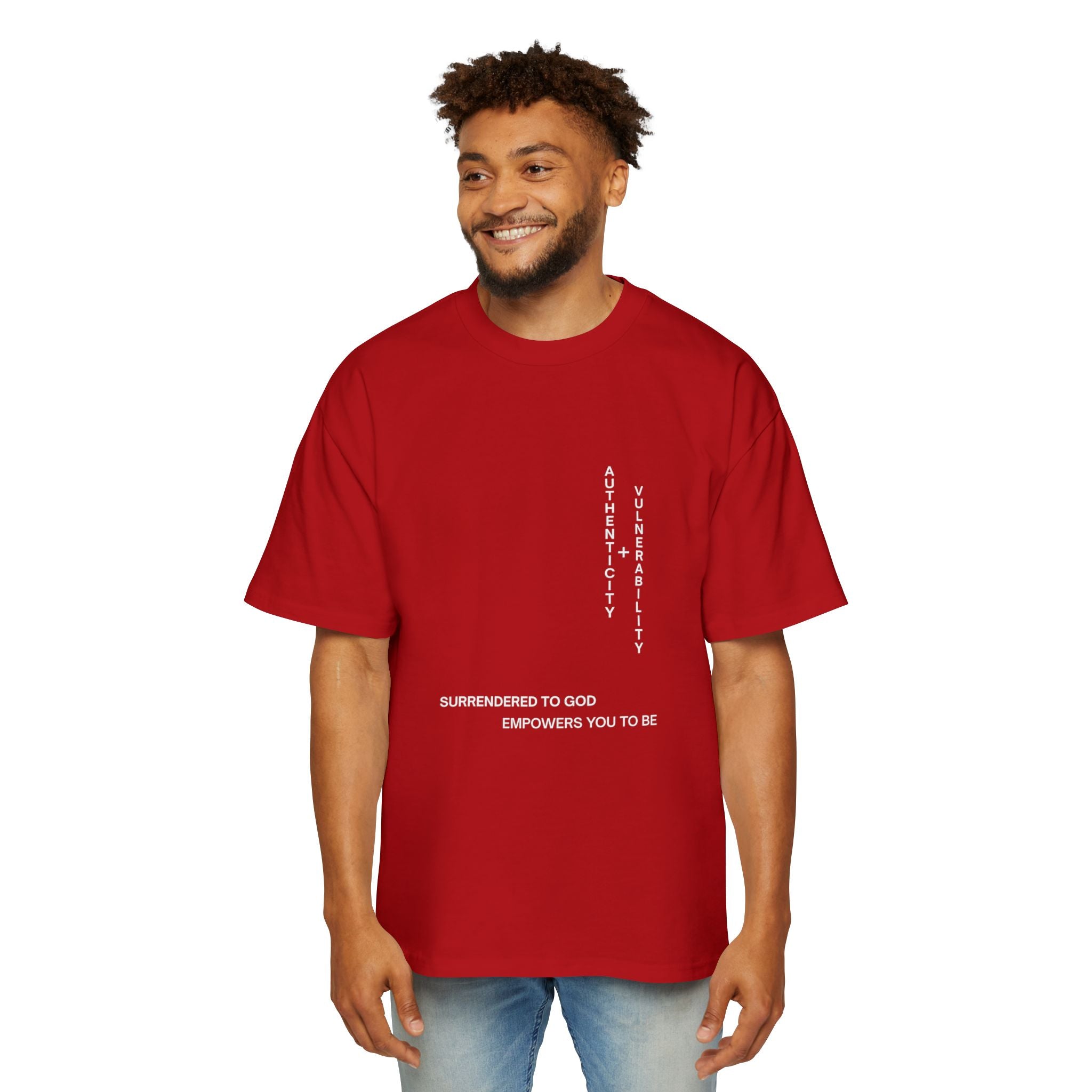 Oversized Tee — “Surrendered to God Empowers You to Be” Inspirational Shirt